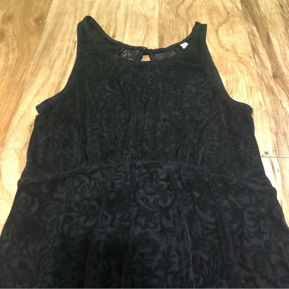 FREE People Black Lace Tank Sleeveless Dress Size Small Cutout Back 30” Floral - Picture 3 of 7
